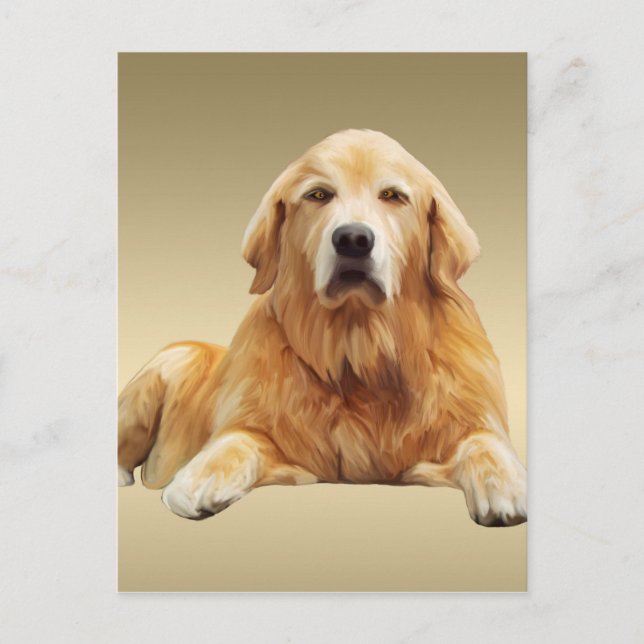 Carte Postale Golden retriever Dog Water Couleur Art Peinture (Devant)