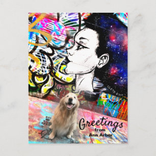 Carte Postale Golden Retriever Graffiti Alley Ann Arbor Voyage