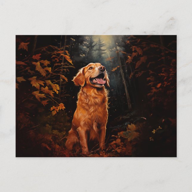 Carte Postale Golden Retriever la nuit (Devant)