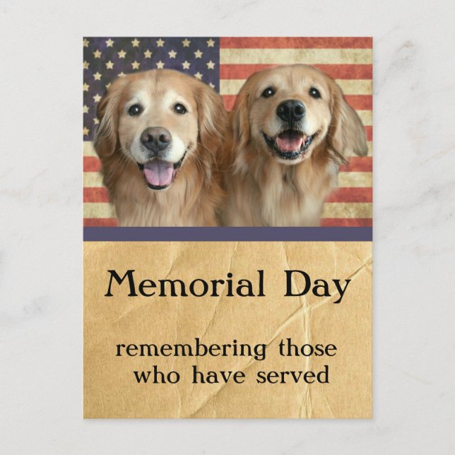 Carte postale Golden Retriever Memorial Day (Devant)