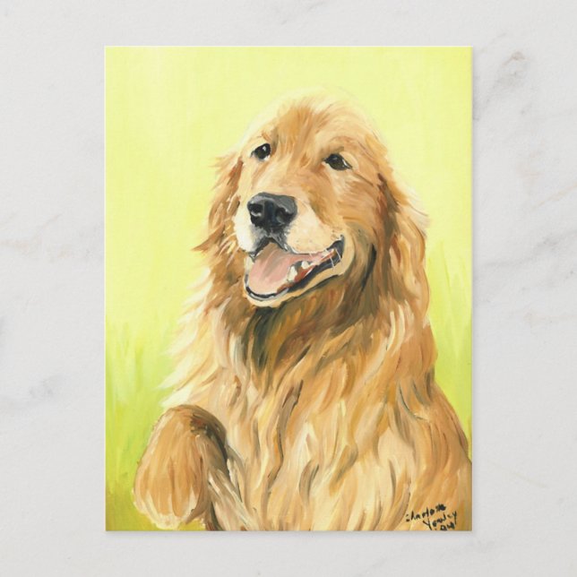 Carte postale Golden Retriever Original Chien Art (Devant)