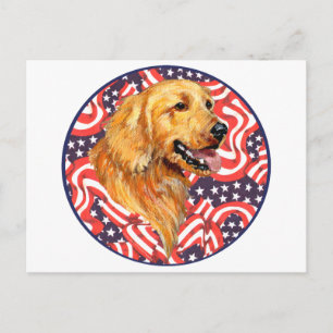 Carte Postale Golden Retriever Patriotique