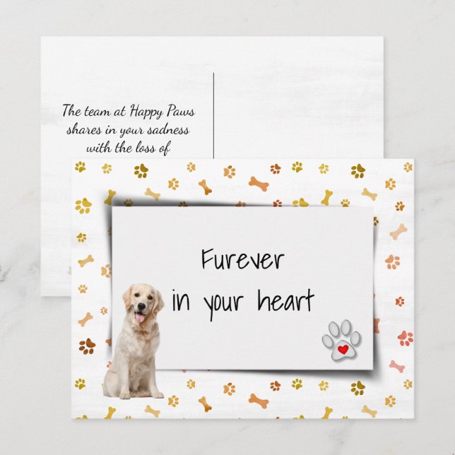Carte Postale Golden Retriever Pet Sympathy Loss (Devant / Derrière)