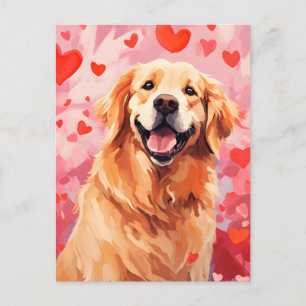 Carte Postale Golden Retriever Saint-Valentin