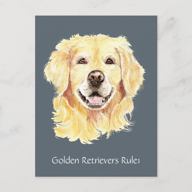 Carte Postale Golden Retriever's Rule Aquarelle Chien animal ani (Devant)
