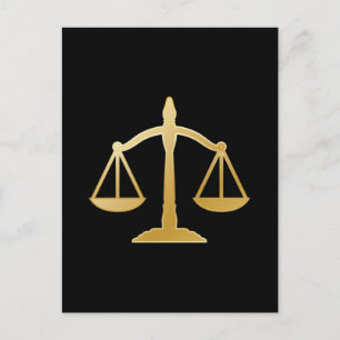 Carte Postale Golden Scales of Justice Law Theme