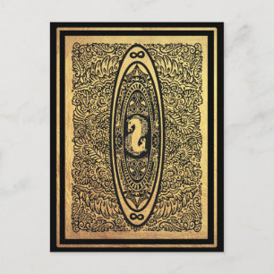 Carte Postale Golden Seahorse Mandala - Ornate Infinity Design