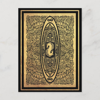 Carte Postale Golden Seahorse Mandala - Ornate Infinity Design