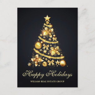 Carte Postale Golden Sparkle Christmas Stars Salutation d'entrep
