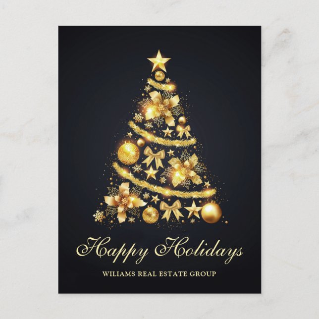 Carte Postale Golden Sparkle Christmas Stars Salutation d'entrep (Devant)