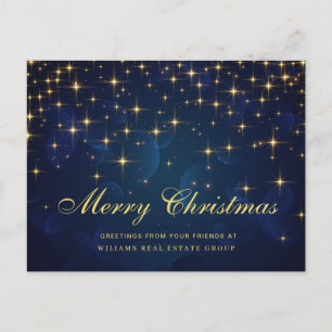 Carte Postale Golden Sparkle Christmas Stars Salutation d'entrep