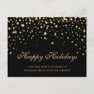 Carte Postale Golden Sparkle Christmas Stars Salutation d'entrep