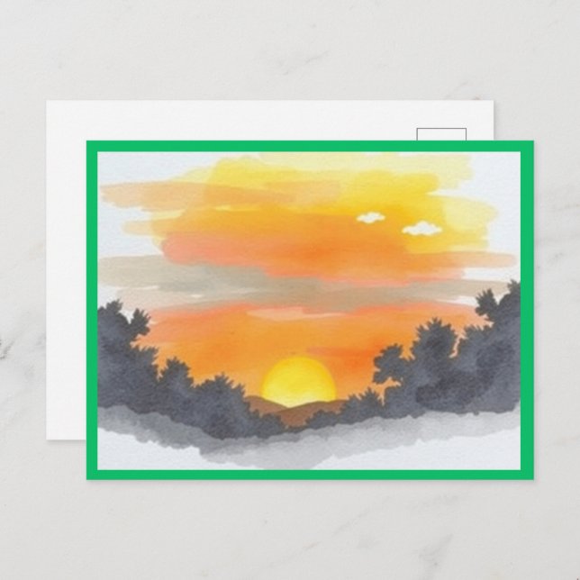 Carte Postale Golden Sunset Horizon Scenic Postcard (Devant / Derrière)