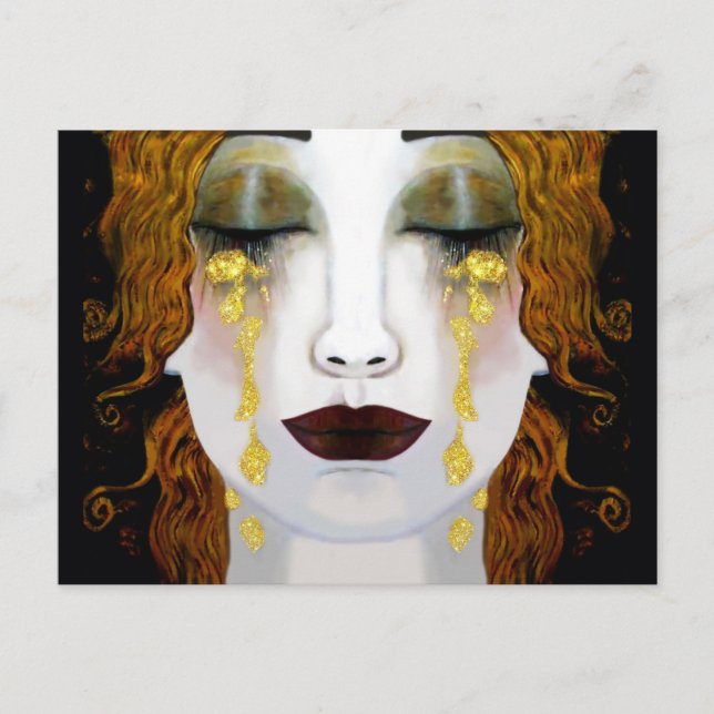 Carte Postale Golden Tears, Gustav Klimt inspiration visage plei (Devant)