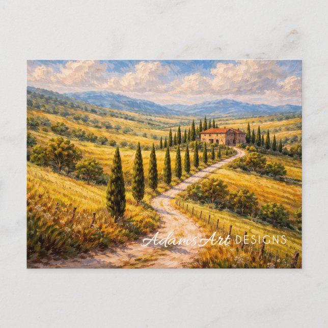 Carte Postale Golden Tuscan Countryside Villa Landscape (Devant)
