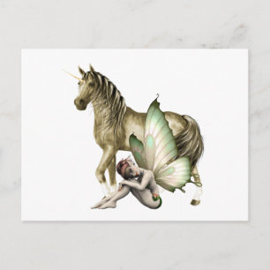 Carte postale Golden Unicorn & Shy Fairy