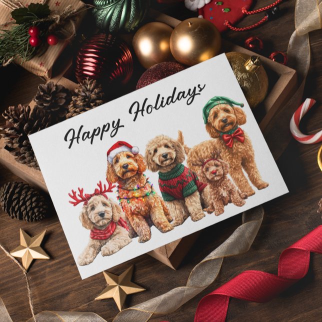 Carte Postale Goldendoodle Chien Noël (Créateur téléchargé)
