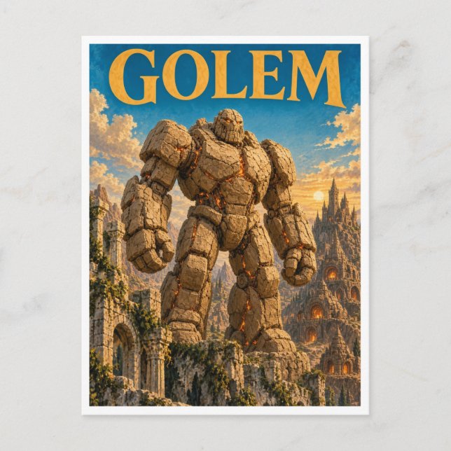Carte Postale Golem, monstre de fantasy gothique (Devant)