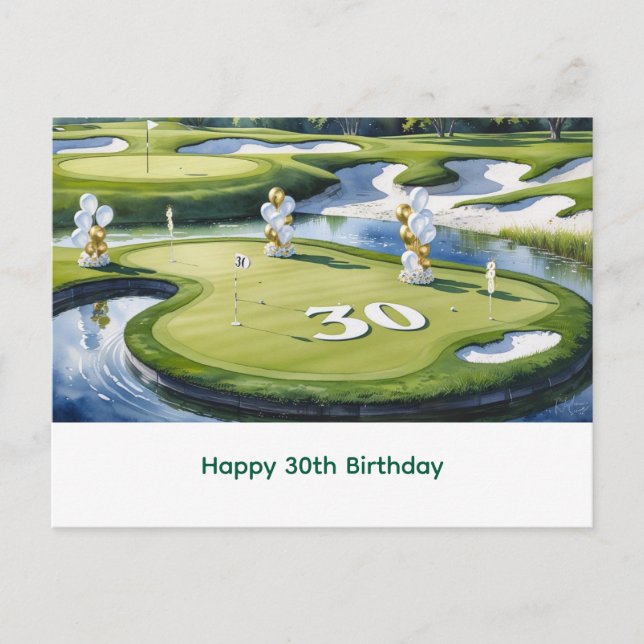 Carte Postale Golf 30e anniversaire sur un parcours de golf (Devant)