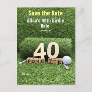 Carte Postale Golf 40e anniversaire avec balle de golf et tee