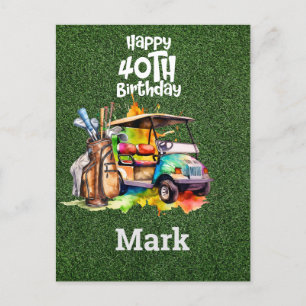 Carte Postale Golf 40e Anniversaire  Golfeur Années d'être Génia