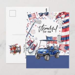 Carte Postale Golf 4 juillet Jour de l'Indépendance avec barbecu