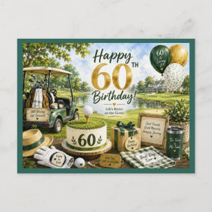 Carte Postale Golf 60e anniversaire avec voiturette de golf sur