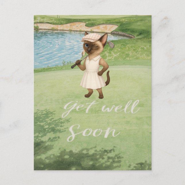 Carte Postale Golf Allez-y bientôt avec golfeur golf sur green (Devant)