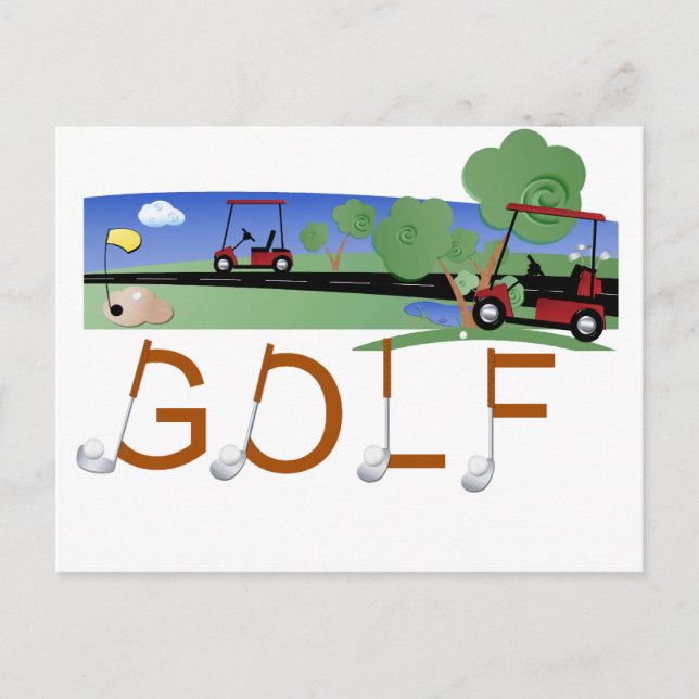 Carte Postale Golf avec des tee-shirts et cadeaux de golf (Devant)