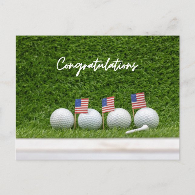 Carte Postale Golf avec drapeau américain Félicitations  (Devant)