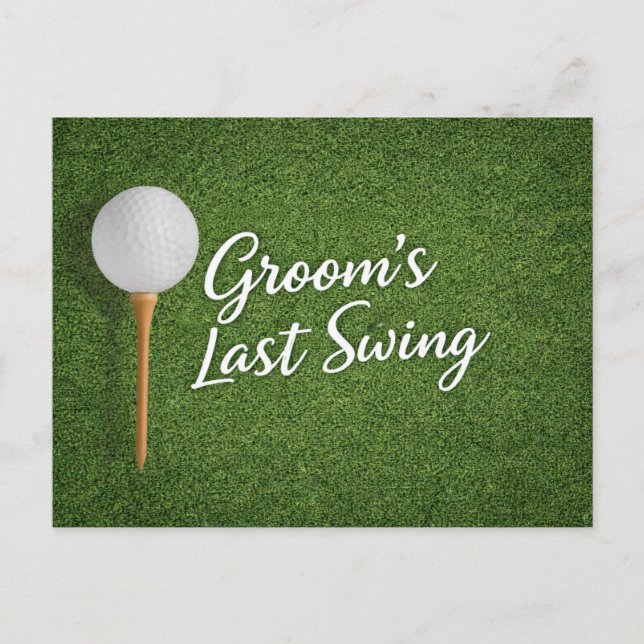 Carte Postale Golf Bachelor sur fond de gazon vert (Devant)