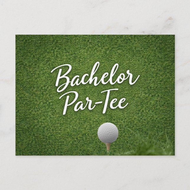 Carte Postale Golf Bachelor sur fond de gazon vert (Devant)