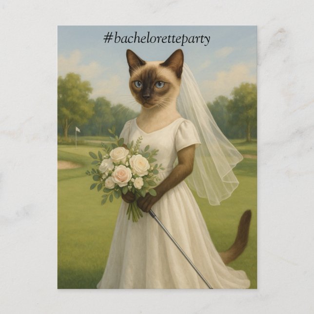Carte Postale Golf BACHELORETTE pour Amoureux de les chats (Devant)