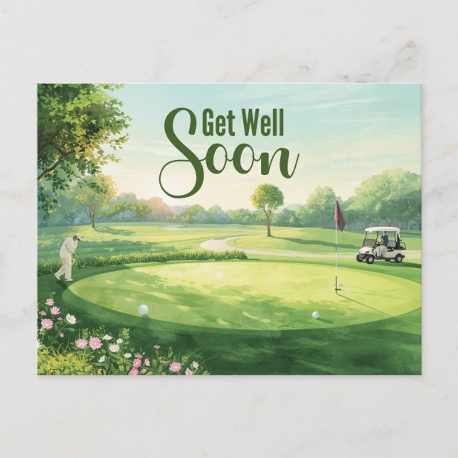 Carte Postale Golf Bon rétablissement Golfeur (Devant)