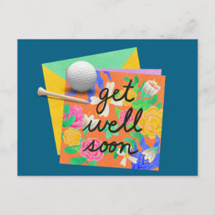 Carte Postale Golf Bon rétablissement Golfeur avec balles sur ca