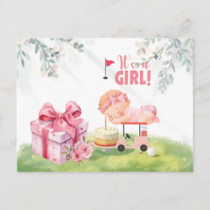 Carte Postale Golf C'est bébé golfeuse fille dans un chariot de 