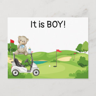 Carte Postale Golf C'est un bébé golfeur GARÇON sur un chariot d