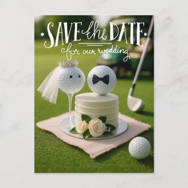 Carte Postale Golf économisez la date pour notre mariage avec de (Devant)