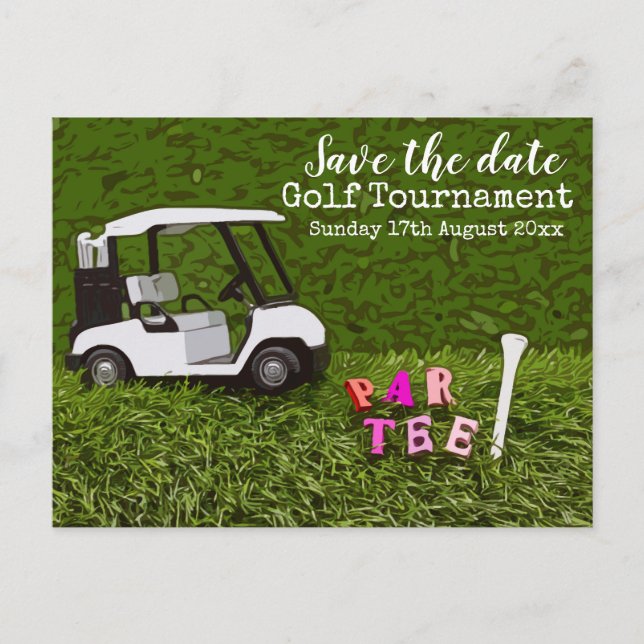 Carte Postale Golf Économisez la date pour tournoi de golf avec  (Devant)