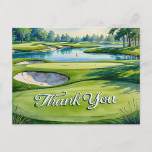 Carte Postale Golf écrivez Merci sur le green 