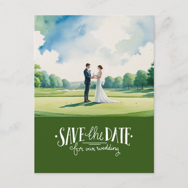 Carte Postale Golf enregistrer la date du mariage de la mariée e (Devant)