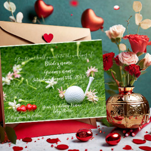 Carte Postale Golf Faire-part de mariage balle de golf avec amou