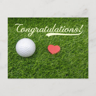 Carte Postale Golf Félicitations balle de golf avec amour sur ve