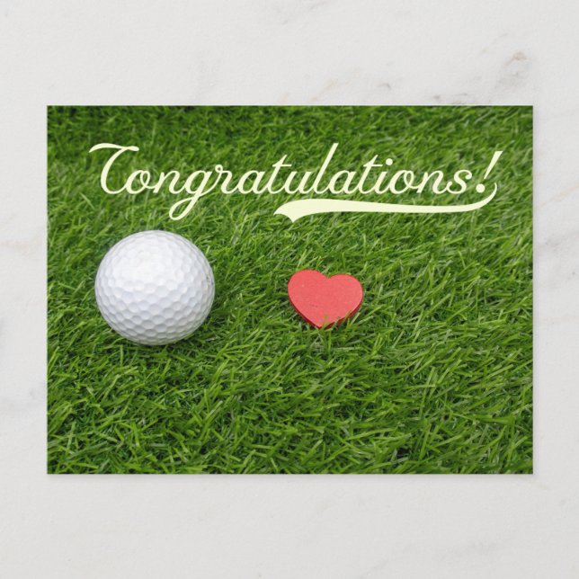 Carte Postale Golf Félicitations balle de golf avec amour sur ve (Devant)