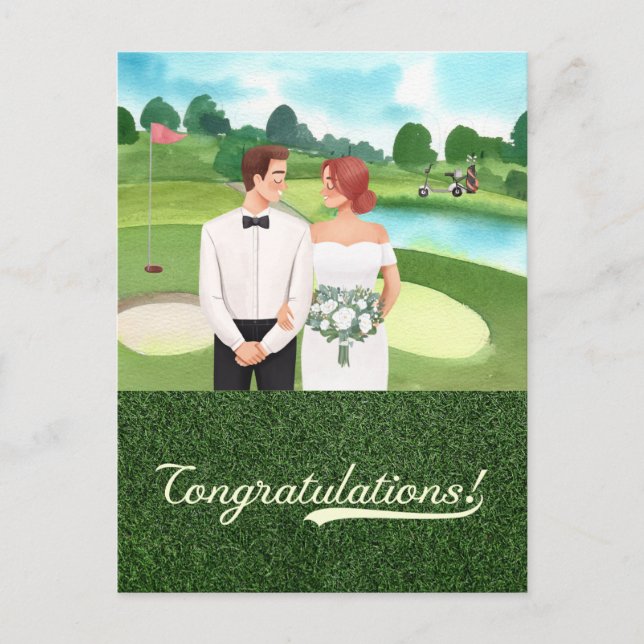 Carte Postale Golf Félicitations pour la mariée et le marié golf (Devant)