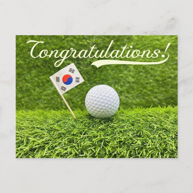 Carte Postale Golf Félicitations pour le golfeur coréen (Devant)