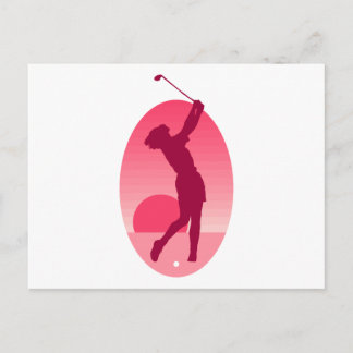 Carte Postale Golf féminin rose