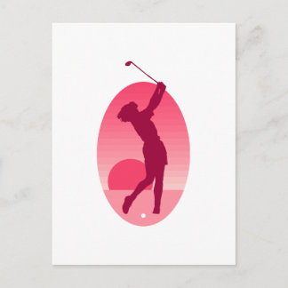 Carte Postale Golf féminin rose