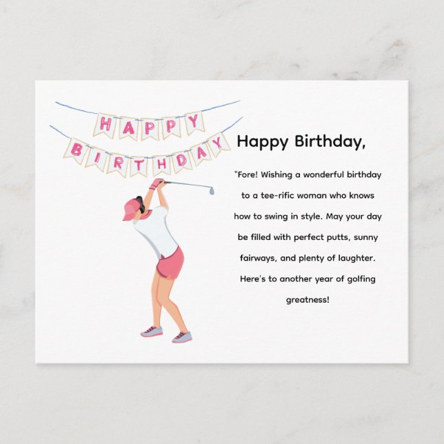 Carte Postale Golf Femme Golfeur est Golfing (Devant)