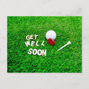 Carte Postale Golf Get Well Bientôt avec balle de golf sur l'amo